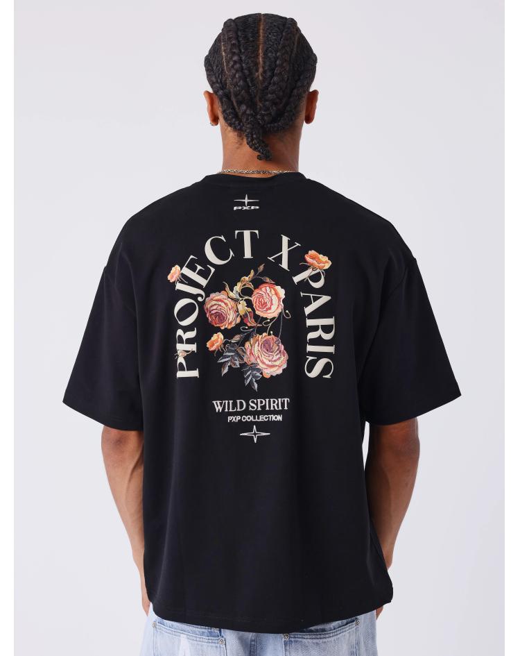 ProjectxParis t-shirt gothic roses noir