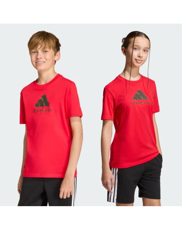 Adidas tee shirt camo rouge enfant