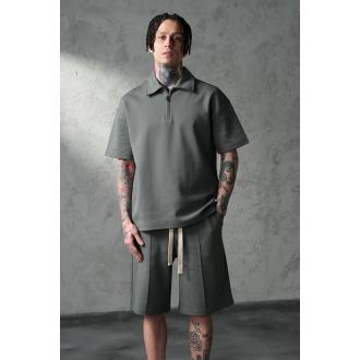 Ensemble T-shirt polo et short dark gris