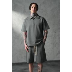 Ensemble T-shirt polo et short dark gris