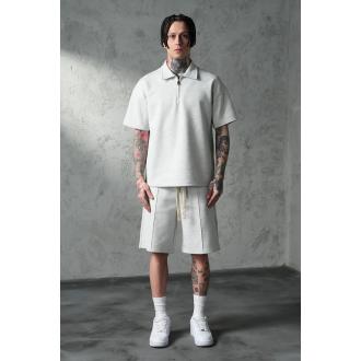 Ensemble T-shirt polo et short gris clair