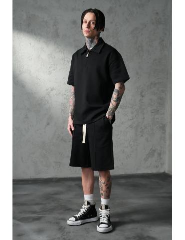 Ensemble T-shirt polo et short noir