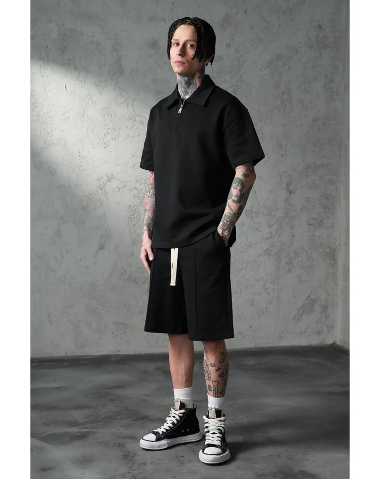 Ensemble T-shirt polo et short noir