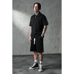 Ensemble T-shirt polo et short noir