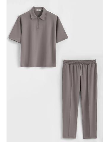 Ensemble Shirt zippé et pantalon gris
