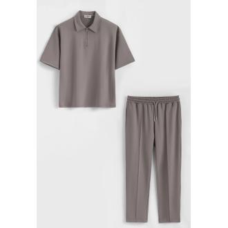Ensemble Shirt zippé et pantalon gris