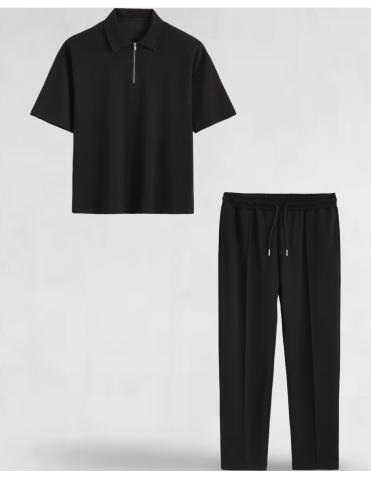 Ensemble shirt zippé et pantalon noir