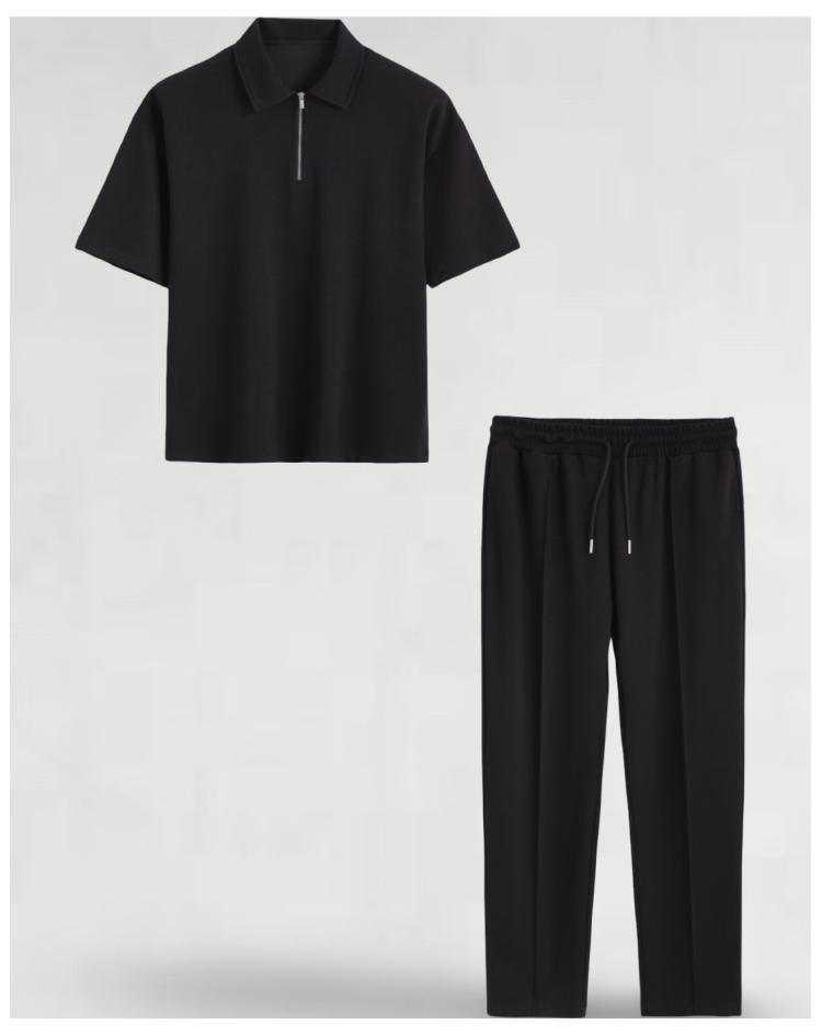 Ensemble shirt zippé et pantalon noir
