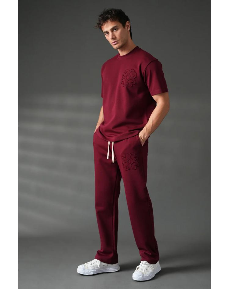 Ensemble T-shirt + pantalon broderie bordeaux