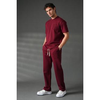 Ensemble T-shirt + pantalon broderie bordeaux