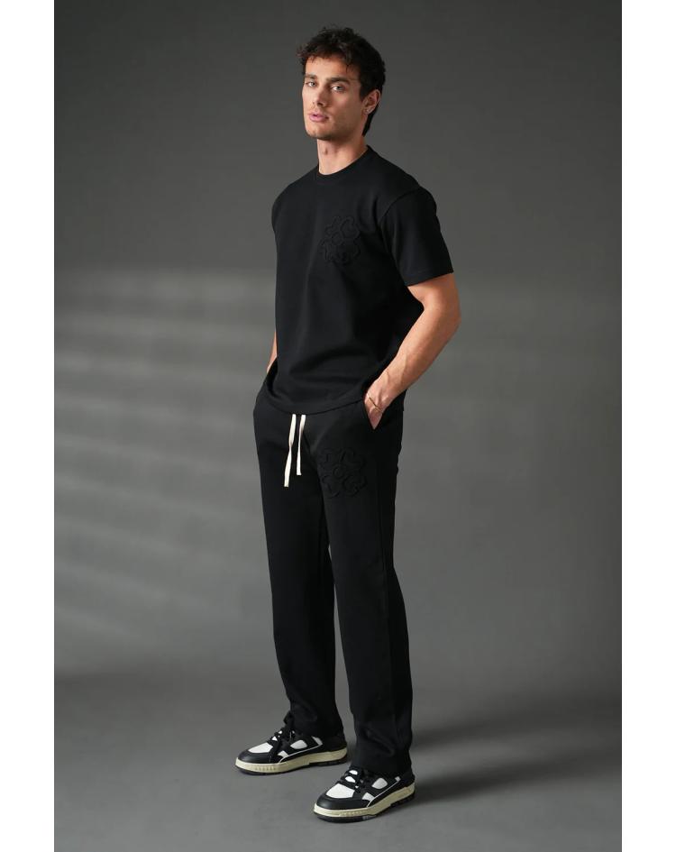 Ensemble T-shirt + pantalon broderie noir