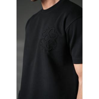 Ensemble T-shirt + pantalon broderie noir