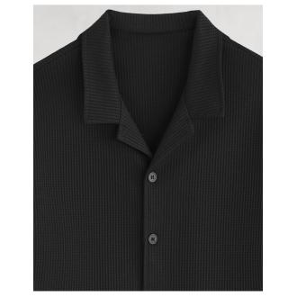 Ensemble gauffré chemise et pantalon noir