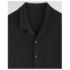Ensemble gauffré chemise et pantalon noir
