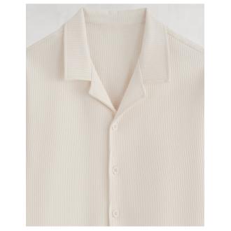 Ensemble gauffré chemise et short beige