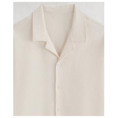 Ensemble gauffré chemise et short beige