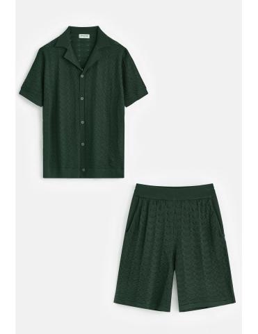 Ensemble Chemise Manches Courtes Et Short Jogging Ajouré vert