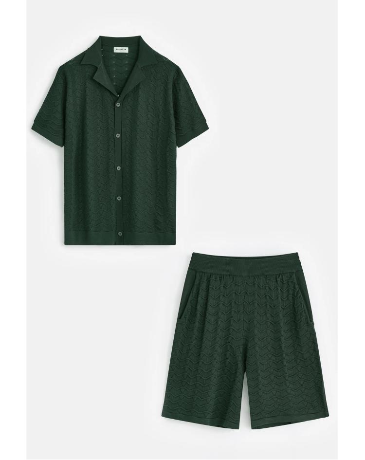 Ensemble Chemise Manches Courtes Et Short Jogging Ajouré vert