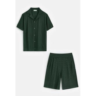 Ensemble Chemise Manches Courtes Et Short Jogging Ajouré vert