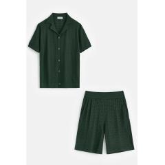Ensemble Chemise Manches Courtes Et Short Jogging Ajouré vert