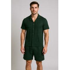 Ensemble Chemise Manches Courtes Et Short Jogging Ajouré vert