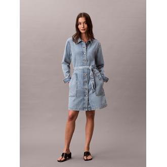 Calvin Klein Robe chemise en jean pur coton ceinturée