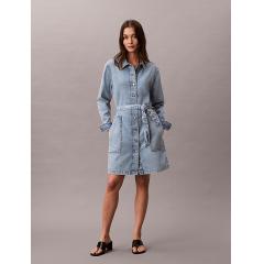 Calvin Klein Robe chemise en jean pur coton ceinturée