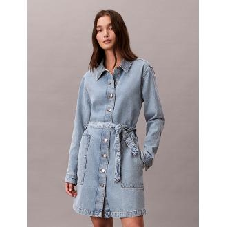 Calvin Klein Robe chemise en jean pur coton ceinturée
