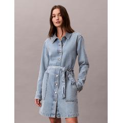 Calvin Klein Robe chemise en jean pur coton ceinturée