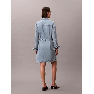 Calvin Klein Robe chemise en jean pur coton ceinturée
