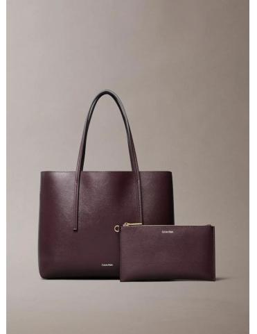 Calvin Klein Sac Cabas avec logo métallisé marron