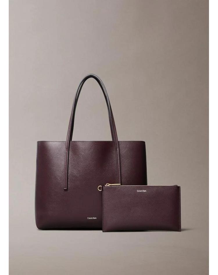 Calvin Klein Sac Cabas avec logo métallisé marron