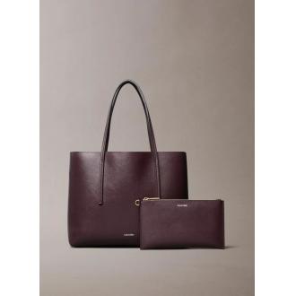 Calvin Klein Sac Cabas avec logo métallisé marron