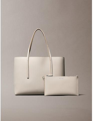 Calvin Klein Sac Cabas avec logo métallisé beige