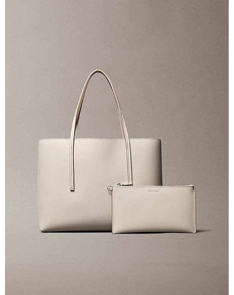Calvin Klein Sac Cabas avec logo métallisé beige