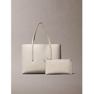 Calvin Klein Sac Cabas avec logo métallisé beige
