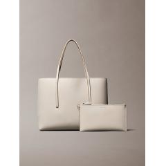 Calvin Klein Sac Cabas avec logo métallisé beige